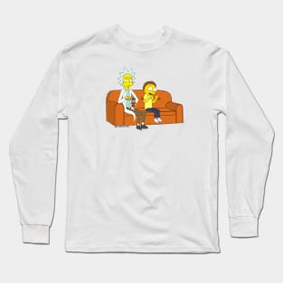 yellow scientist and kid on couch Long Sleeve T-Shirt